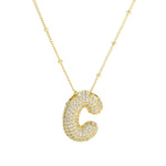 18K Gold Bubble Initial Necklace