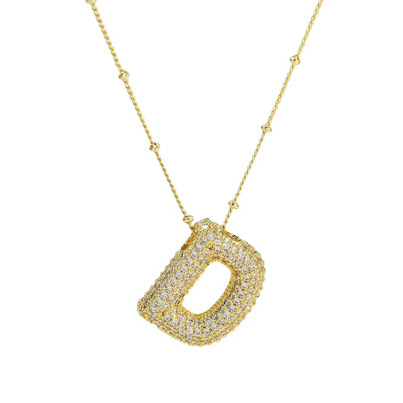 18K Gold Bubble Initial Necklace