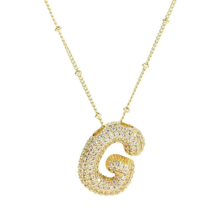 18K Gold Bubble Initial Necklace