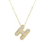 18K Gold Bubble Initial Necklace