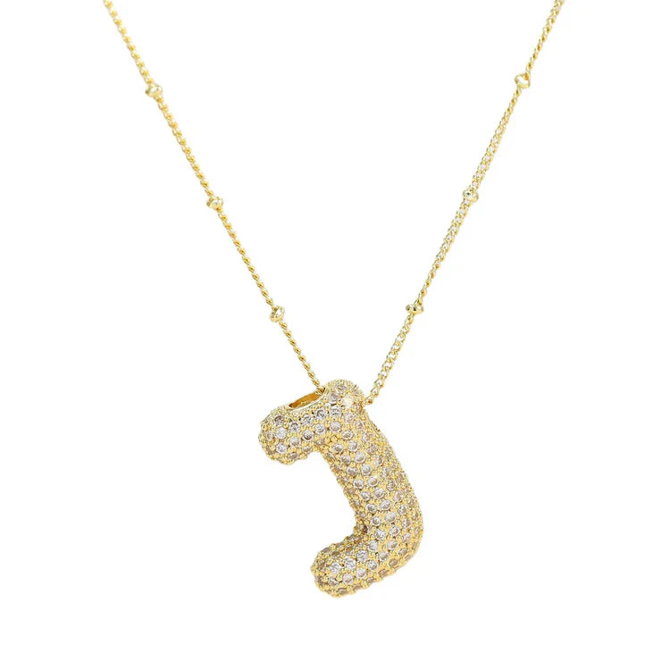 18K Gold Bubble Initial Necklace