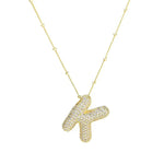 18K Gold Bubble Initial Necklace