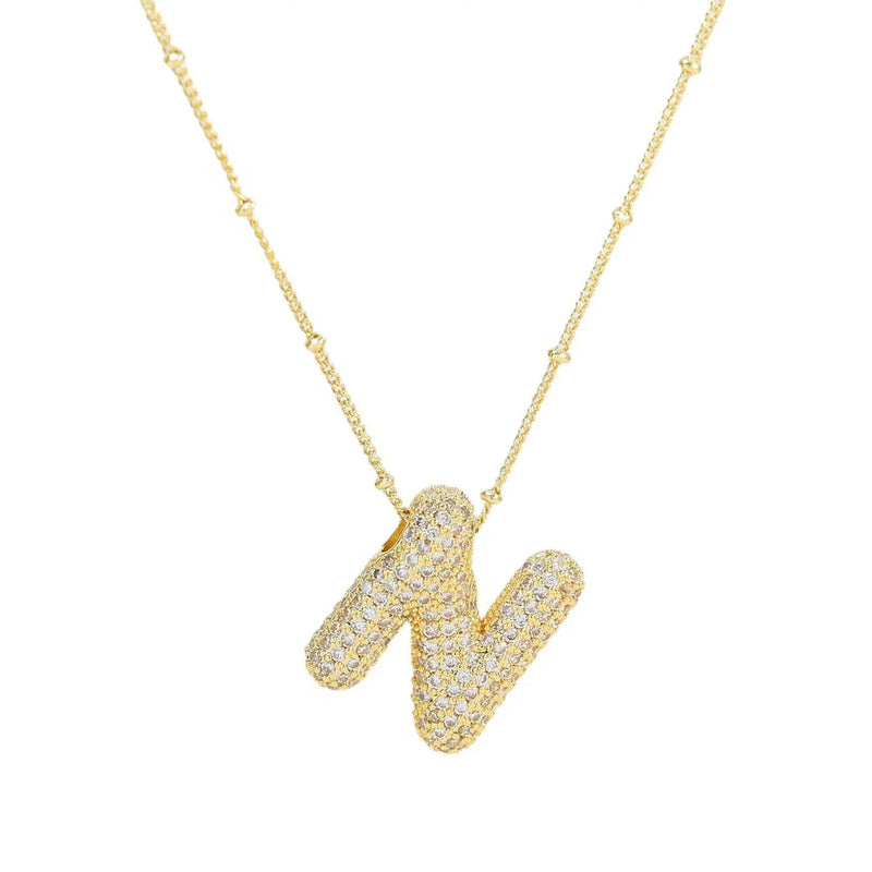 18K Gold Bubble Initial Necklace