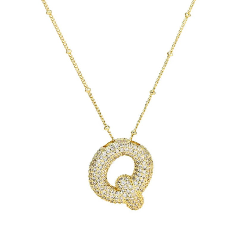 18K Gold Bubble Initial Necklace