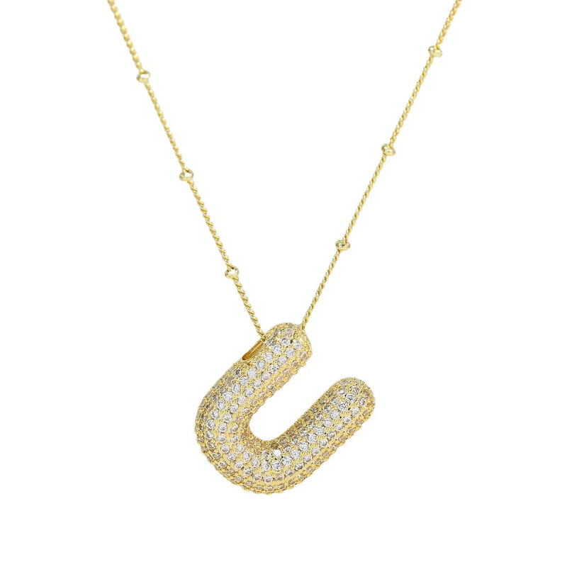 18K Gold Bubble Initial Necklace