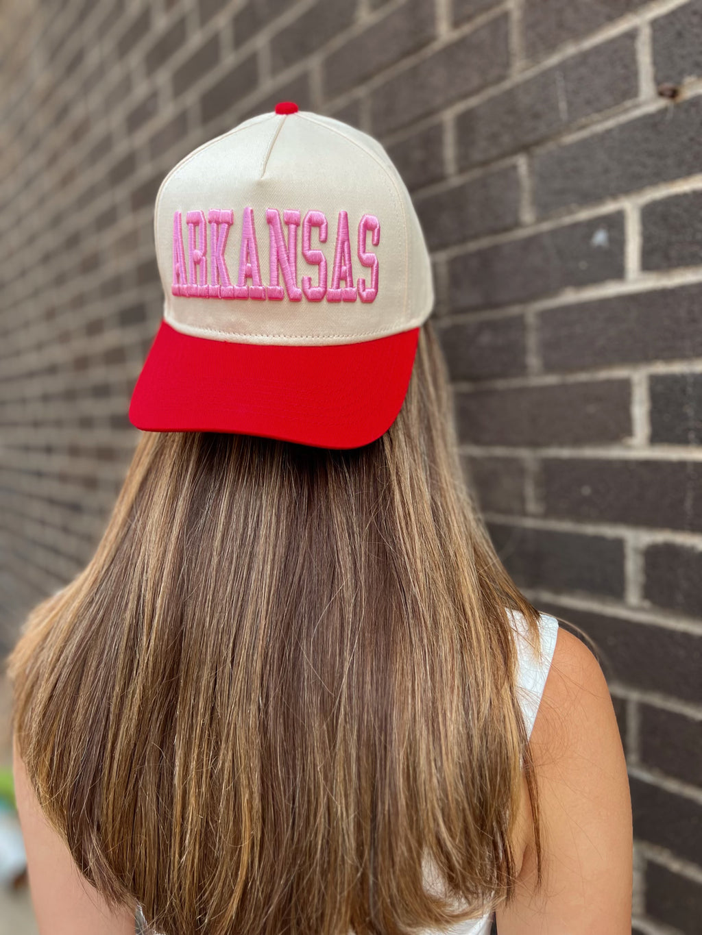 Arkansas 3D Embroidered Hat - Pink