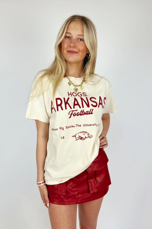 Razorbacks Shot Off Off White Thrifted Tee