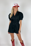 Wild Child Puff Sleeve Romper - Black