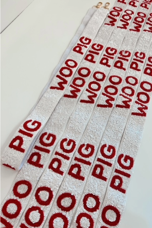 Woo Pig Sequin Strap - White/Red