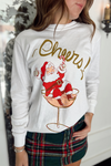 Christmas Cheers Santa Martini Long Sleeve Tee