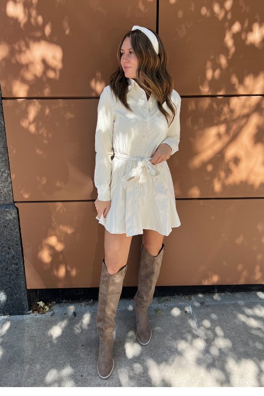 Sabrina Belted Cream Dress