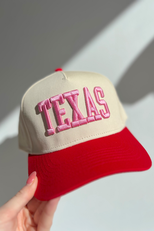 Texas 3D Embroidered Hat - Pink