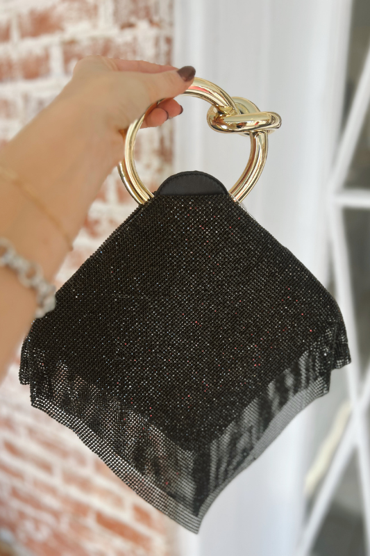 Melie Bianco: Raven Crystal Mesh Bag