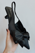 Hello Holly Bow Kitten Heels - Black