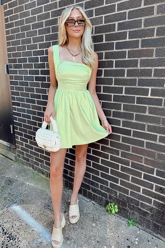Scarlett Babydoll Dress -Lime