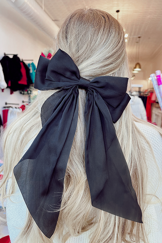 Satin Bow Clip - Black