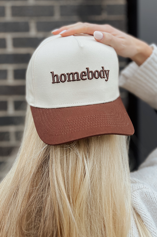 Homebody Embroidered Hat -Brown