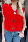 Raquel Red Button Sweater