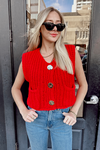 Raquel Red Button Sweater