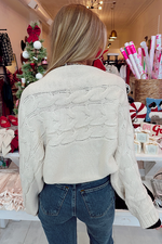 Melanie Beige Cable Knit Cardigan