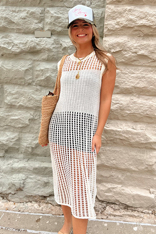 Cabo Crochet Dress -Ivory