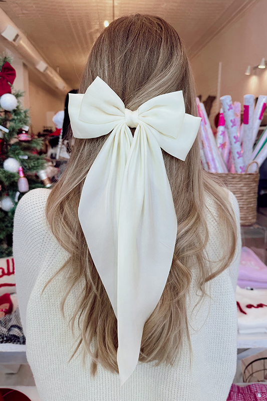 Satin Bow Clip - Ivory