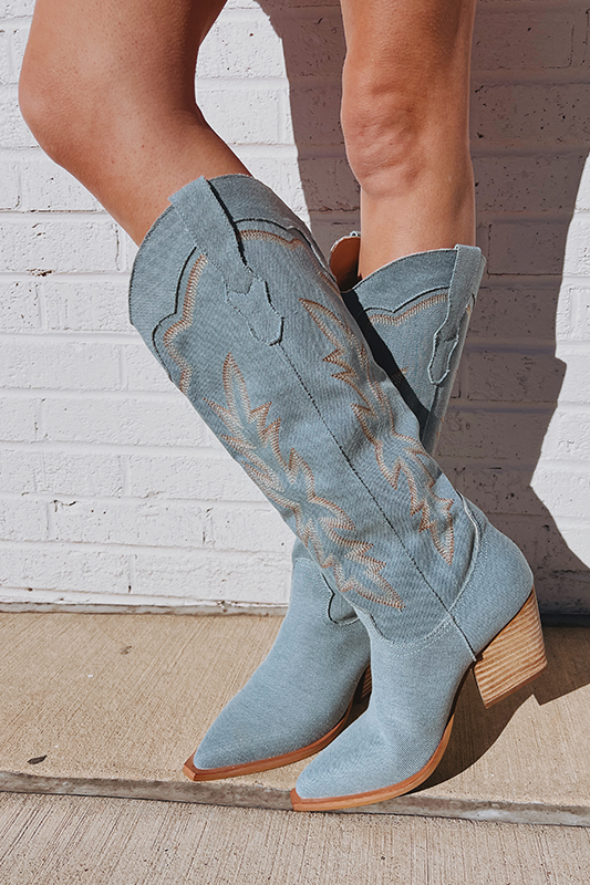 Indigo Denim Cowboy Boot