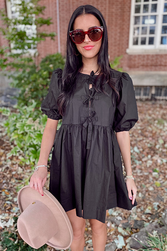 Love More Black Poplin Dress