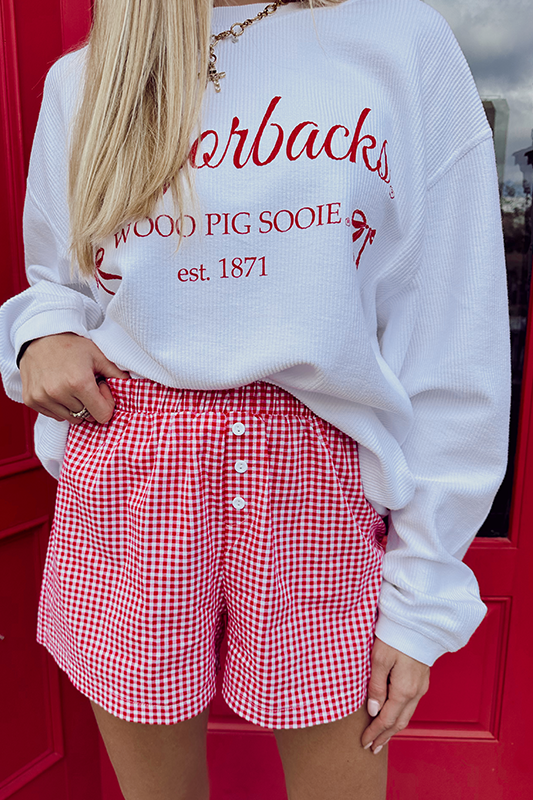 Boxer Babe Gingham Shorts -Red