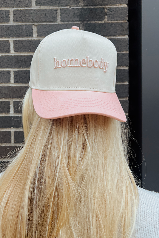 Homebody Embroidered Hat -Pink