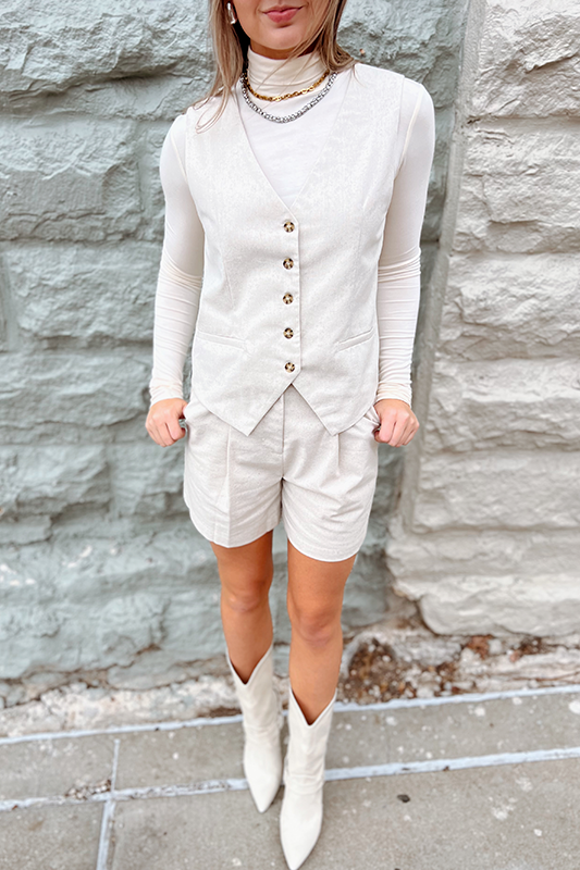 Neutrals Please Vest/Shorts Set