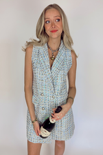 Clarise Blue Tweed Dress