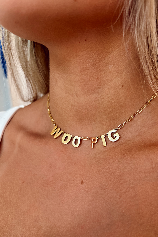 Chunky Gameday Necklace: Woo Pig