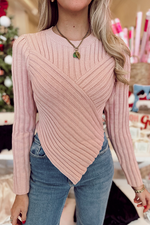 Stay Cozy Asymmetrical Top -Blush