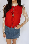 Talk To Me Red Knit Cardigan