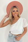 Susie One Shoulder Top -White